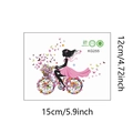 Detailansicht des KG255 Wandtattoos mit Mädchen auf dem Fahrrad, Blumen und Schmetterlingen - Mädchen auf dem Fahrrad Stil (KG255) / 12*15cm/KG255 Druck