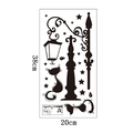 Detailed dimensions of cat and street lamp wall sticker showing 38cm by 20cm size - 20x38cm Layout (FX-A02)