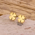 Poliert goldene herzförmige Kleeblatt-Ohrringe auf rosa Naturstein, Größe 9 mm - 812 Gold (Klee)