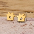 Fashionable hollow star gift box studs in stainless steel, size 0.7cm by 0.8cm gold earrings - Star Gift Box Style (894) / Gold