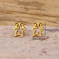 Polished golden stainless steel star stud earrings with bow tie design for women - Star Bow Style (900) / Gold