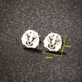 Silver tiger head stud earrings made of hollow stainless steel in a minimalist punk style - Lion Head Shape (687) / Steel