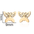 Golden hollow butterfly stud earrings in stainless steel with 7mm by 9mm dimensions - Gold
