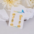 Detail view of 4 pairs of gold stainless steel Halloween ghost and skull stud earrings set - 4 Pairs Set / Gold