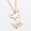Minimalist gold stainless steel chihuahua dog pendant necklace with a polished finish - Gold