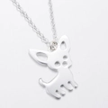 Minimalist silver chihuahua dog pendant necklace in polished stainless steel for women - Silver