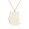 Cute golden cartoon ghost pendant necklace with hollow design and fine chain for women - Gold