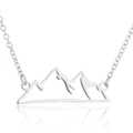 Detailed view of mountain peak pendant with hollowed silver design and link chain - Steel