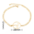Pulsera de cadena Figaro de acero dorado con un colgante circular de palmera calada - Dorado-Palmera