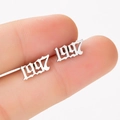 Polished stainless steel stud earring featuring year 1997 in Gothic old English font - 1997 Silver