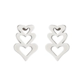 Boucles d'oreilles cœur en acier inoxydable argenté au design géométrique ajouré - Acier