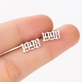 Gothic 1998 number stud earrings in silver finish for women street style jewelry - 1998 Silver