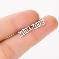 Gothic 2003 birth year stud earrings in polished silver finish for women - 2003 Silver
