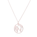Detail der roségoldenen Weltkarten-Halskette mit filigranem镂空 hohlem Design und O-Kette - Weltkarte (347 Roségold)