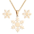 Elegantes Set aus goldener Schneeflocken-Halskette und Ohrringen als Wintergeschenk - 065 Stil - Gold