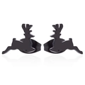 Boucles d'oreilles minimalistes en acier inoxydable noir mat en forme de cerf volant - Noir (A-GED088)