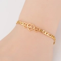 Goldenes Edelstahl-EKG-Armband mit Figaro-Kette und hohlen Herzanhängern - 3 Herzen EKG / Gold