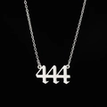 Macro view of silver gothic 444 angel number pendant necklace in stainless steel - 444 Steel