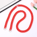 Modieuze rode acryl crossbody ketting met zilveren metalen ringen voor mobiele telefoons - Rood