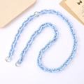 Detail of light blue acrylic chain strap with silver metal rings for bags and phones - Crossbody Chain / Sky Blue