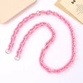 Pink acrylic crossbody chain strap with silver metal rings for bags or phone cases - Crossbody Chain / Pink