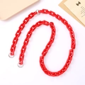 Close-up of bright red acrylic link chain with silver metal clasps for bags or phones - Crossbody Chain / Red