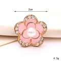 Sparkling 2cm pink floral shoe charm with white rhinestones and a central pearl accent - Pink Rhinestone Pearl Flower