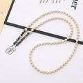 Detail of natural wood bead lanyard with colorful stone accents and metal lobster clasps - Indian Agate Natural Stone