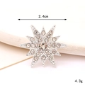 Sparkling starburst flower charm with clear crystals and silver metal finish, 2.4cm size - Rhinestone Hexagram