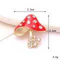Sparkling rhinestone and pearl mushroom shoe charm with red enamel and gold finish - Red Mushroom