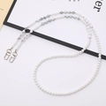 Creative beaded crossbody chain with natural stone beads and silver lobster clasps - Crossbody Chain / White Acrylic Beaded Crossbody Chain (K4408)