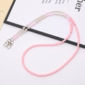 Cordino per cellulare fatto a mano con perle rosa e crema e moschettoni in argento - Catena a tracolla / Catena Tracolla Perline Acrilico Rosa (K4404)