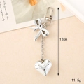 Llavero metálico con lazo y corazón plateado para bolsos y móviles, longitud 12cm - Estilo de Corazón Plateado (K4535) / Lazo con Colgante de Corazón Plateado