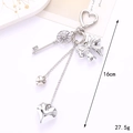 Moderne Y2K zilveren hart sleutelhanger met metalen strik en holle tandwiel bedeltjes - Bedel / K4532 Strik Hart & Bloem Sleutel Charme
