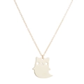 Charmante goldene Halskette mit einem polierten Geisterkatzen-Anhänger und feiner Gliederkette - Geisterkatze (346 Gold)