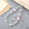 Colgante de bolso mariposa de cristal rosa con lazo de cuentas y pedrería, llavero de 16 cm - Colgante de Lazo de Cuadrado de Bola de Strass (K4657) / Rosa