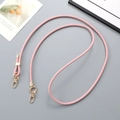 Adjustable pink braided leather strap with gold metal lobster clasp for bags and phones - Pink