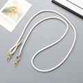 Adjustable white woven PU leather strap with golden metal clasps for bags and phones - White