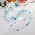 Cordino per cellulare in perline acriliche blu con ciondoli a stella e fiore - Catena a tracolla / Fiocco Blu Zampa di Gatto (K4740)