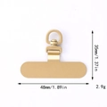 Golden stainless steel phone tether tab with 360-degree rotating ring and size specs - T-Shape Rotating Buckle (D3056)