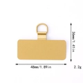 Detailed view of the 360-degree rotating gold metal phone lanyard tab with dimensions - Square D-Buckle (D3062)
