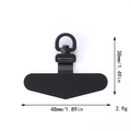 Matte black phone tether tab with 360-degree rotating metal ring and size measurements - Triangle Rotating Buckle (D3065)