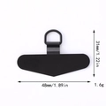 Detailed diagram of matte black phone tether tab showing 48mm width and 1.6g weight - Triangle D-Buckle (D3067)