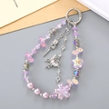 Detalle de colgante de cuentas con flores acrílicas púrpuras y colgante rosa de plata - Púrpura (K4790)