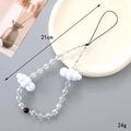 Bijou de téléphone perlé argenté avec charms nuages et perles cristal, longueur de 21cm - Chaîne de téléphone / Style 2 Nuages Blancs (K4835)