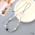 Détails de la lanière de perles pour téléphone avec perles argentées et fausses perles - Chaîne de téléphone / Style Perles de Rocaille Argentées (K4836)