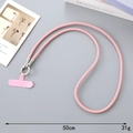 Detail view of pink braided phone strap with silver clasp and 50cm length specification - Pink Braided Neck Strap Style(K4775)