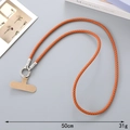 Orange braided leather phone strap with diamond-encrusted silver ring, 50cm long - Khaki Braided Neck Strap Style(K4780)
