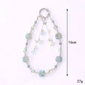 Floral beaded phone charm with gradient rose and butterfly pendant, 16cm length - Green