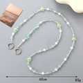 Green and white beaded 60cm star crossbody chain strap with silver metal rings - Crossbody Chain / Colorful Pentagram Pendant (K4925) / Green